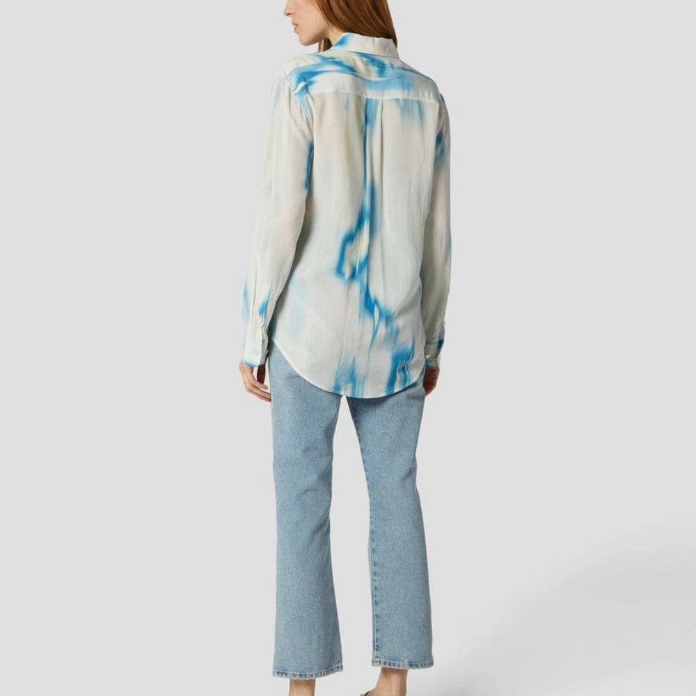 Equipment Silk Satin Blouse in Desert Blue Multi - Size M - Picture 4 of 4